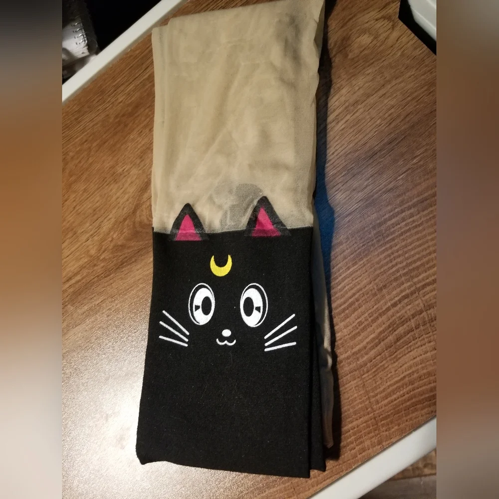 Sailor Moon Luna Black Cat Patterned Tights Size XL